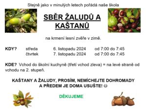 Sběr kaštanů a žaludů - základní škola Žákovská