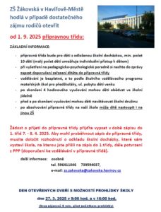 Zápis do 1. třídy - základní škola Žákovská